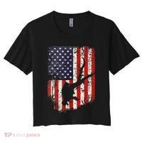 Scuba Diver Scuba Diving American Flag Women's Crop Top Tee thumb 0