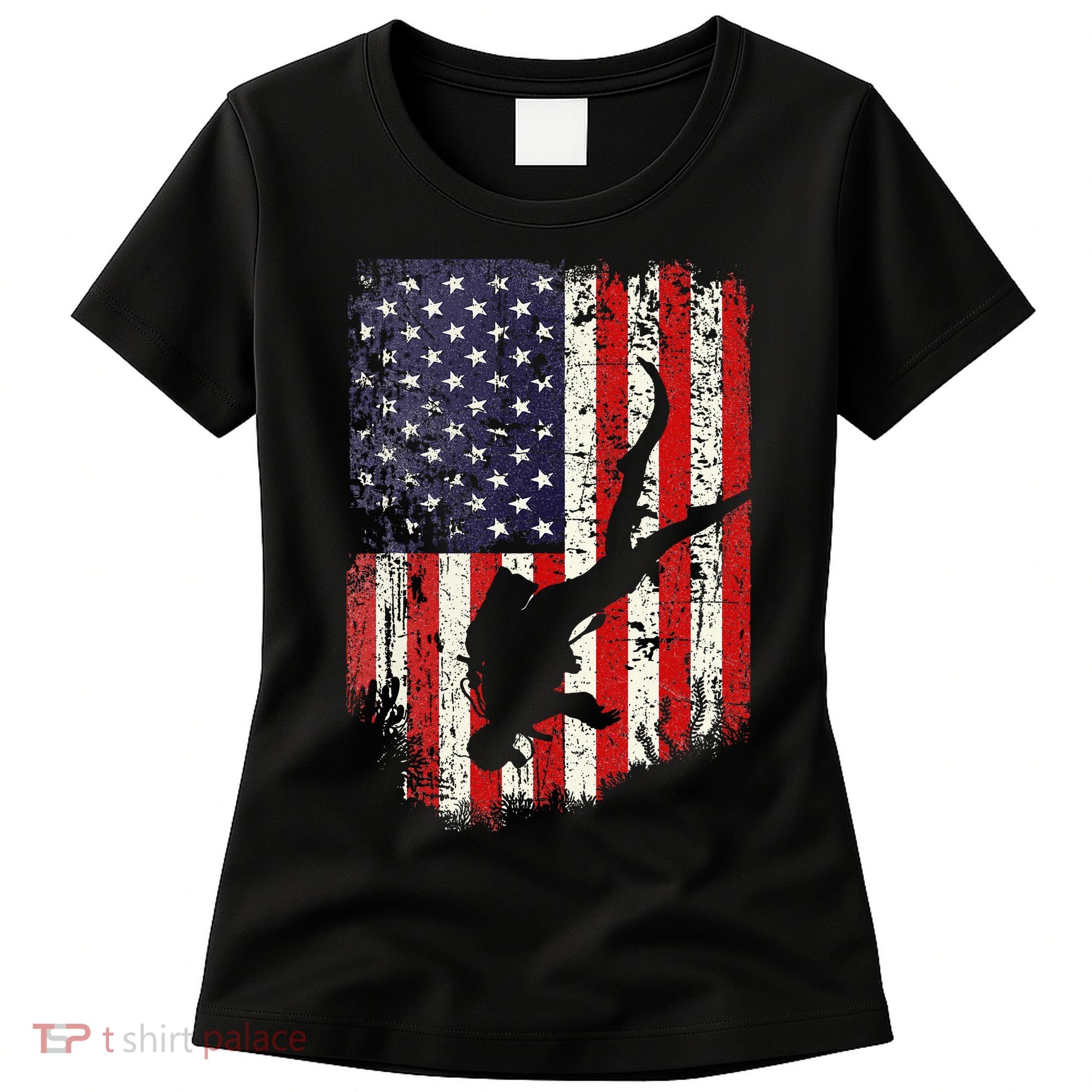 Scuba Diver Scuba Diving American Flag Women's T-Shirt