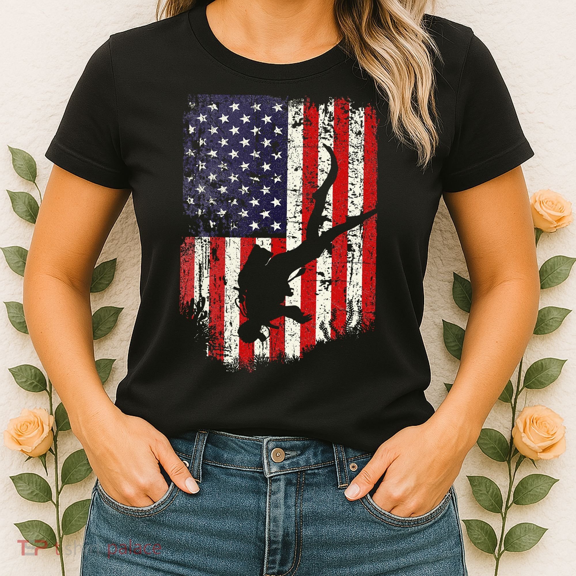 Scuba Diver Scuba Diving American Flag Women's T-Shirt