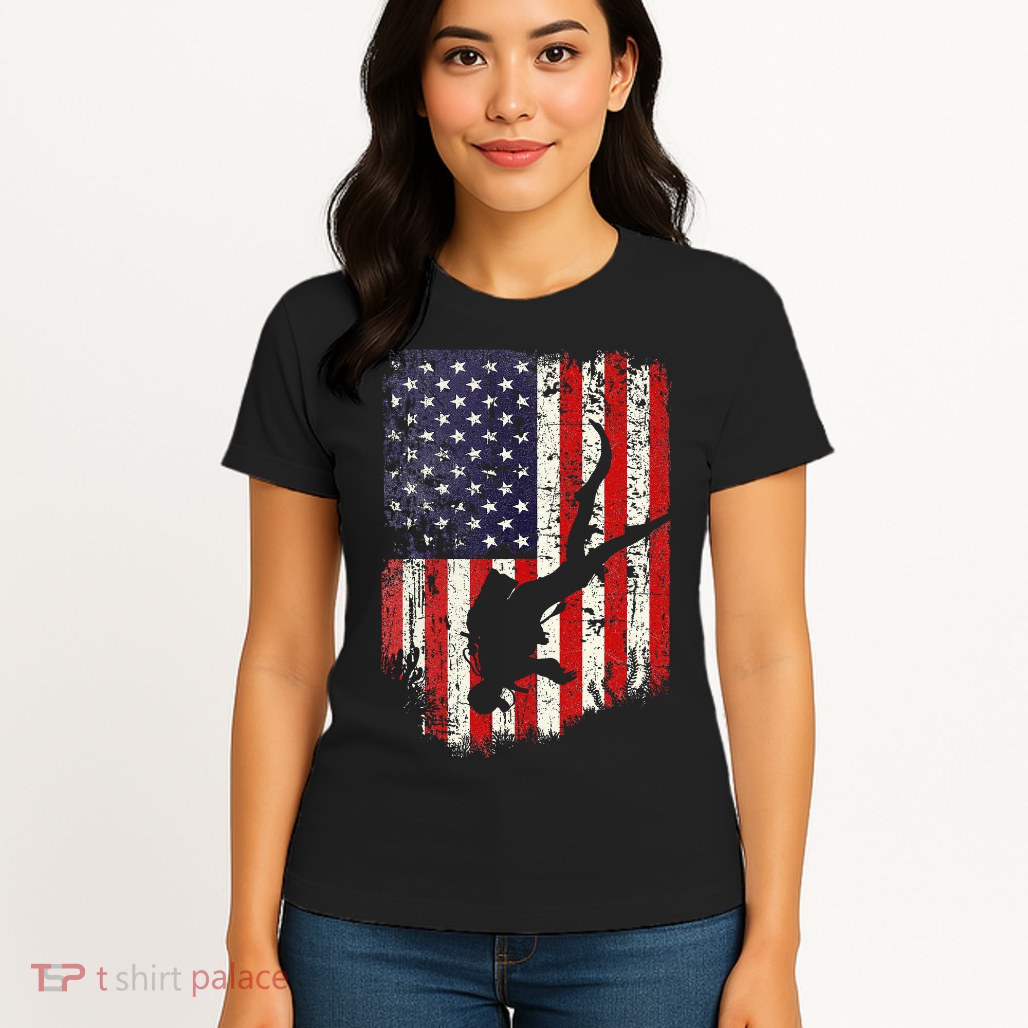 Scuba Diver Scuba Diving American Flag Women's T-Shirt