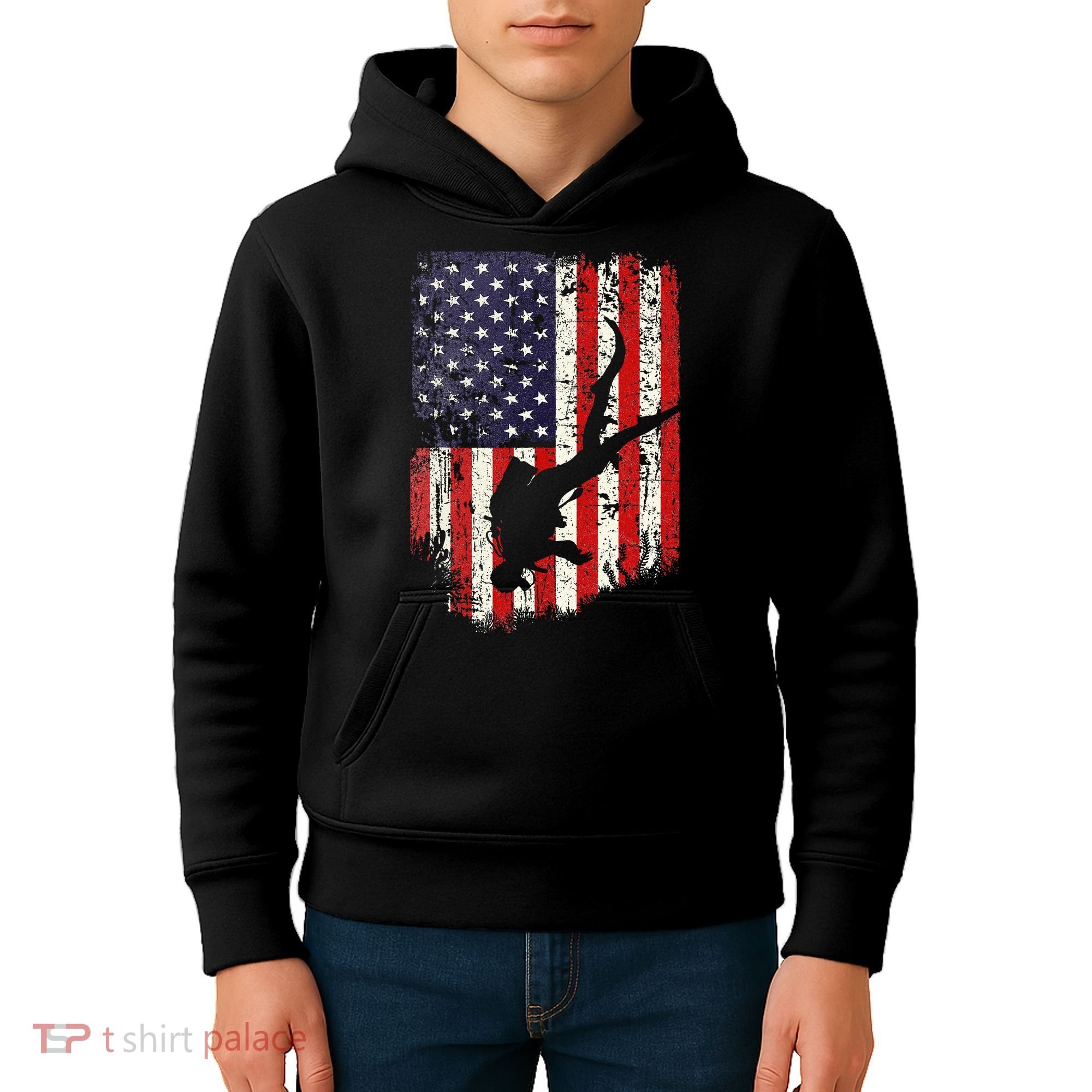 Scuba Diver Scuba Diving American Flag Kids Hoodie