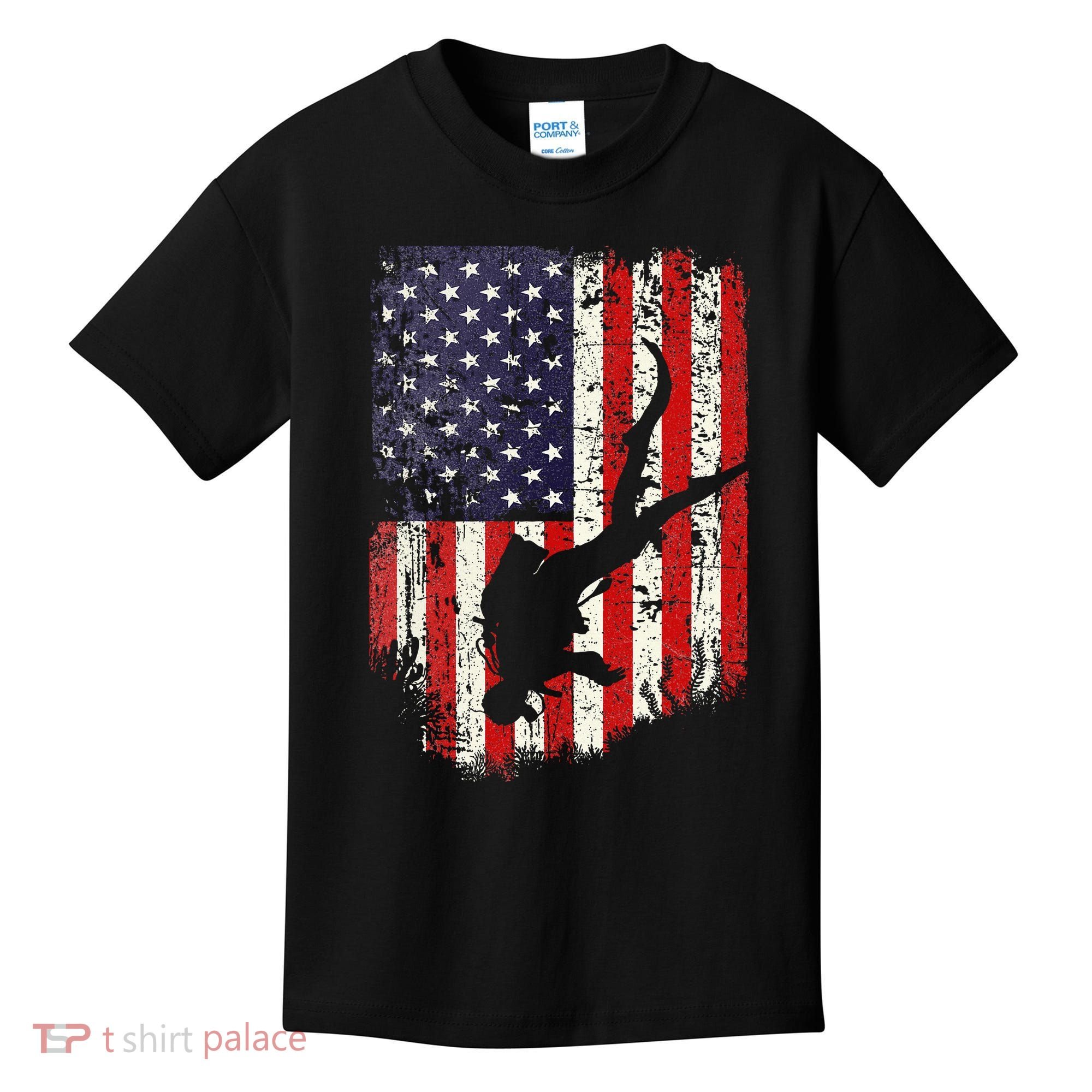 Scuba Diver Scuba Diving American Flag Kids T-Shirt