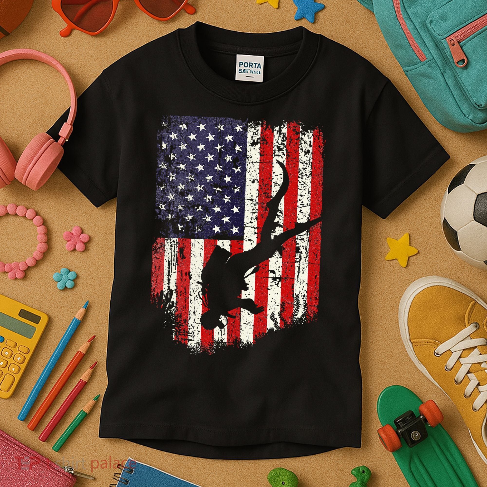 Scuba Diver Scuba Diving American Flag Kids T-Shirt