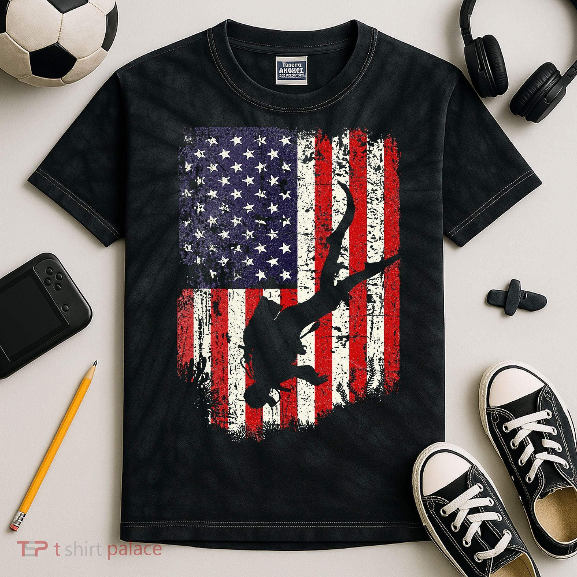 Scuba Diver Scuba Diving American Flag Kids Tie-Dye T-Shirt