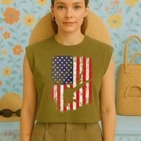 Scuba Diver Scuba Diving American Flag Garment-Dyed Women's Muscle Tee thumb 4