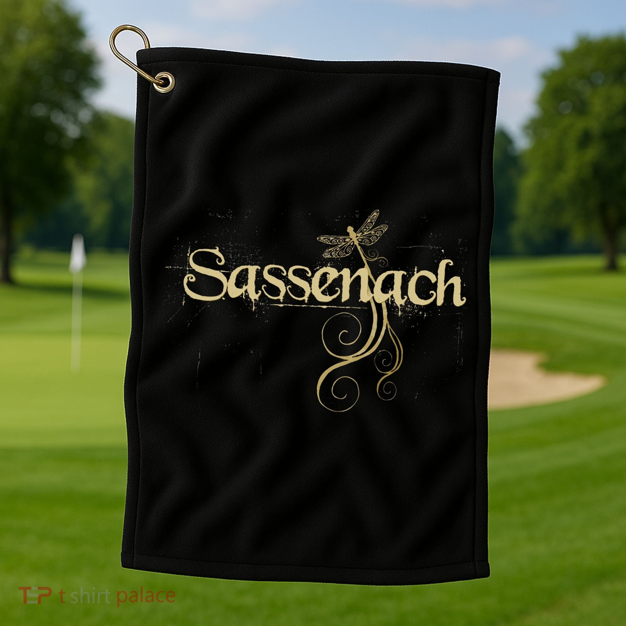 Sassenach Dragonfly Scottish Gift Retro Golf Towel