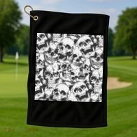 Spooky Deadly Skulls Golf Towel thumb 1
