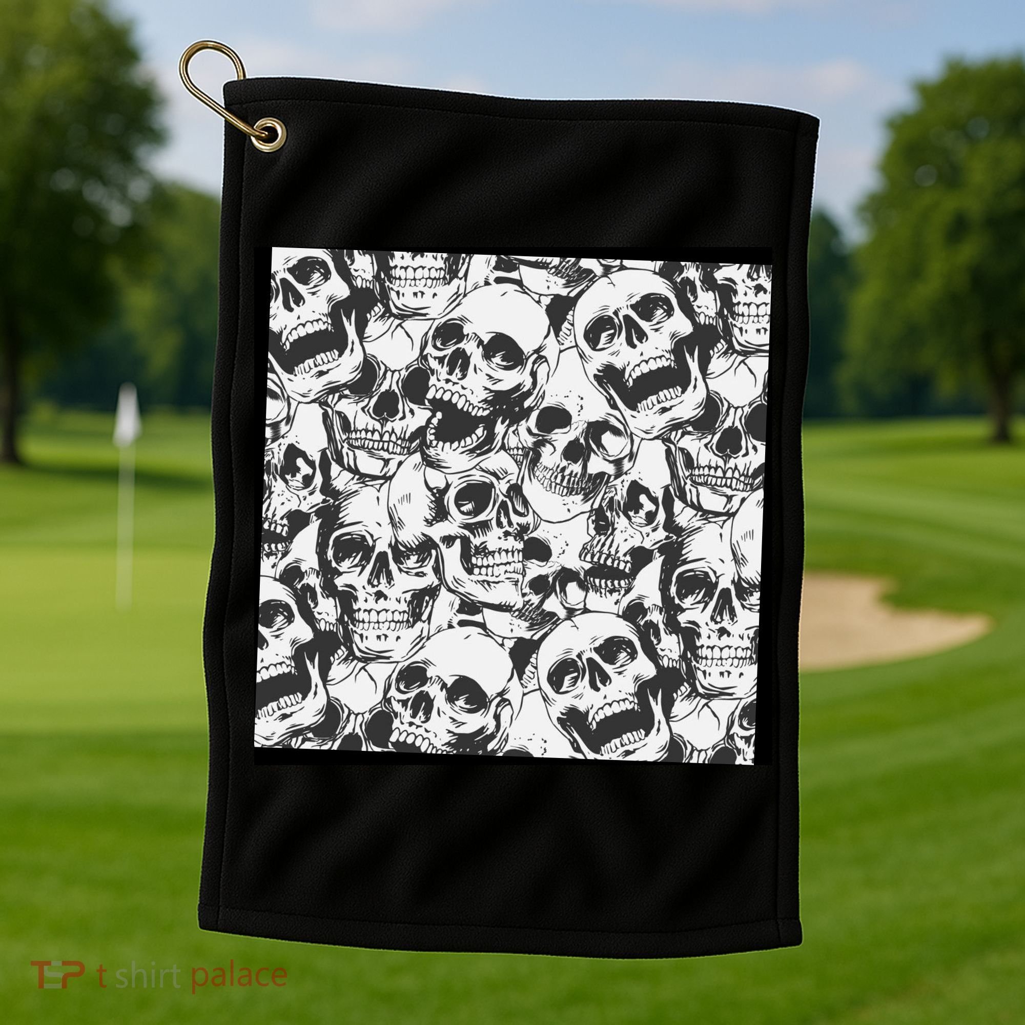 Spooky Deadly Skulls Golf Towel