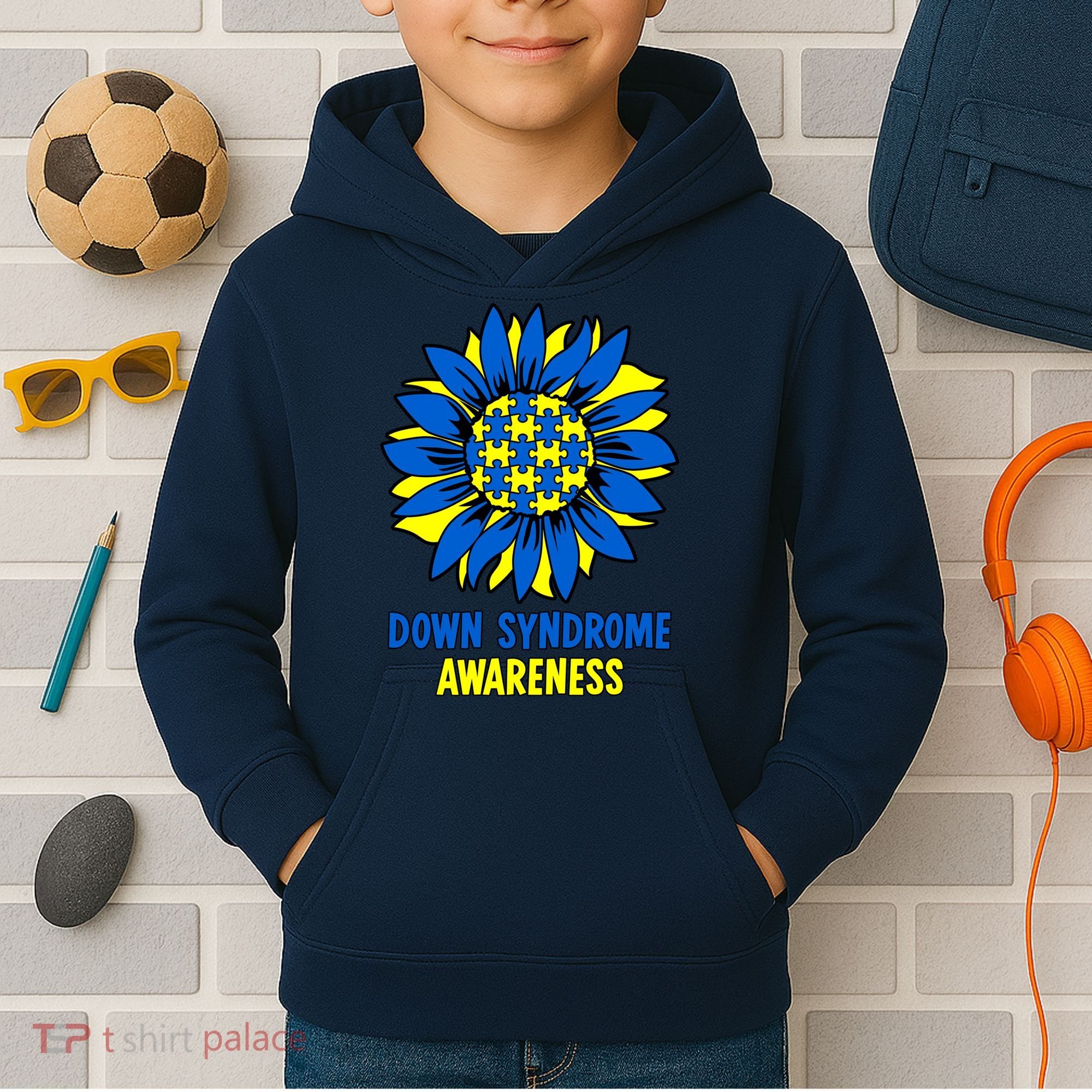Sunflower Down Syndrome Awareness Kids Hoodie
