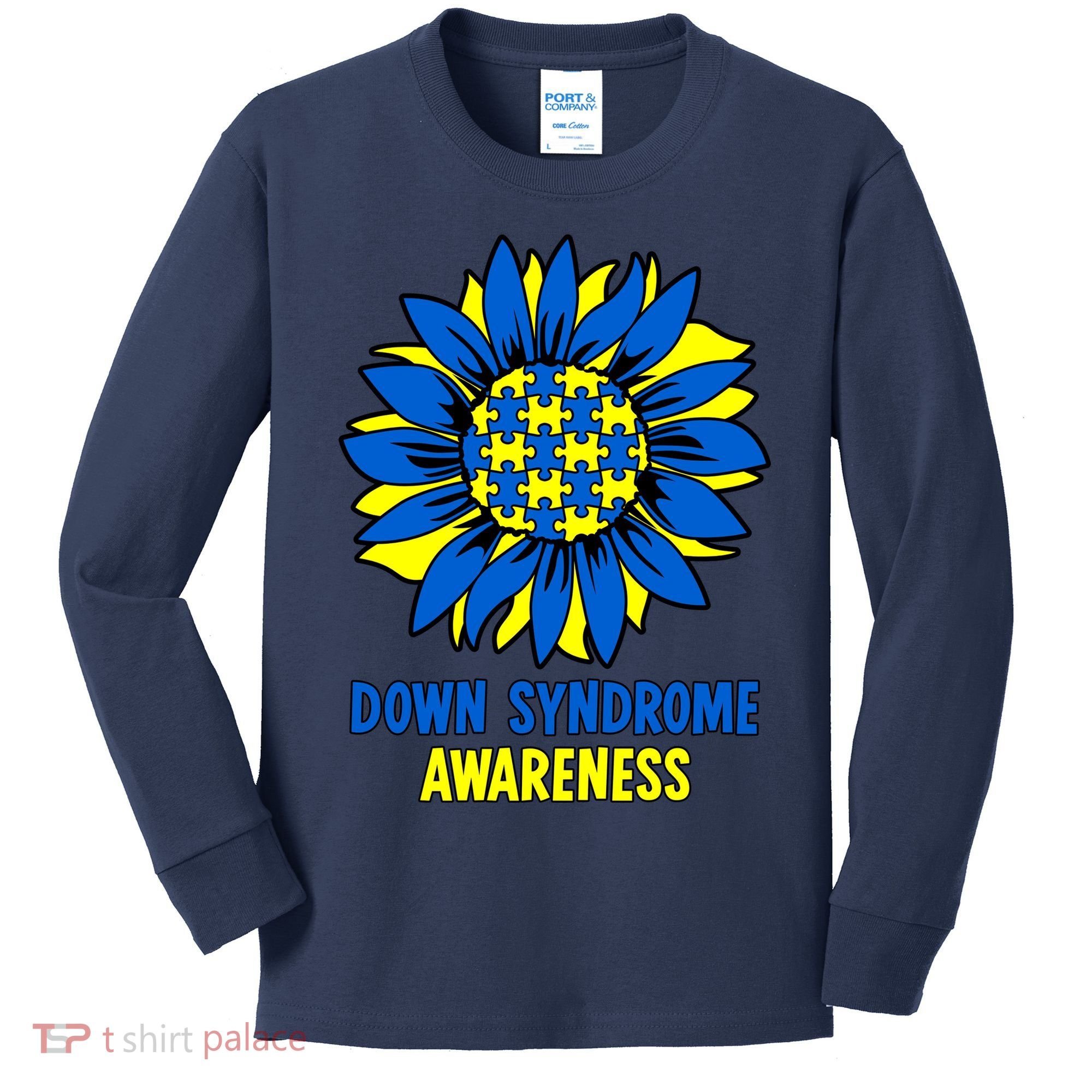 Sunflower Down Syndrome Awareness Kids Long Sleeve Shirt