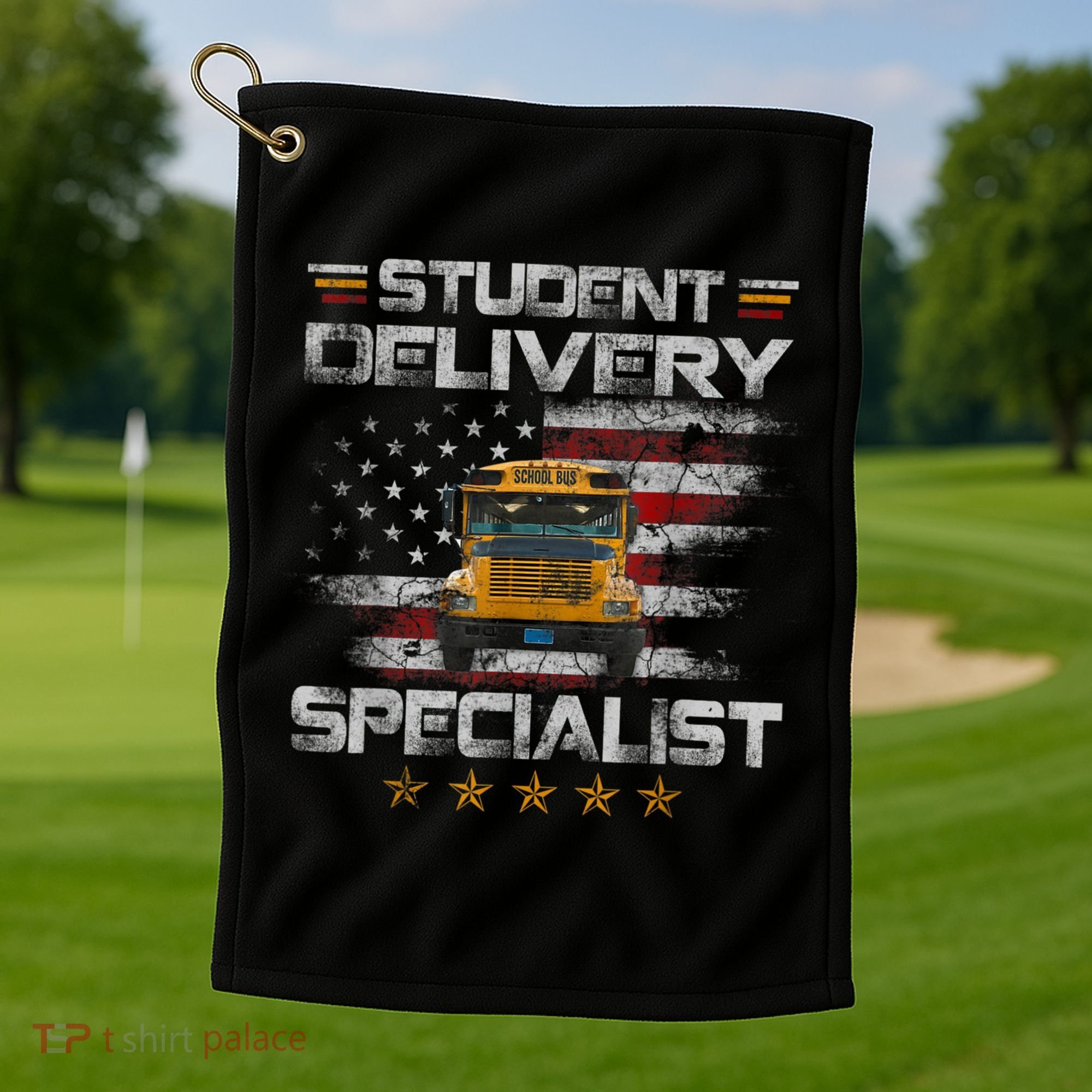 Student Delivery Specialist Funny School Bus Driver Men Golf Towel