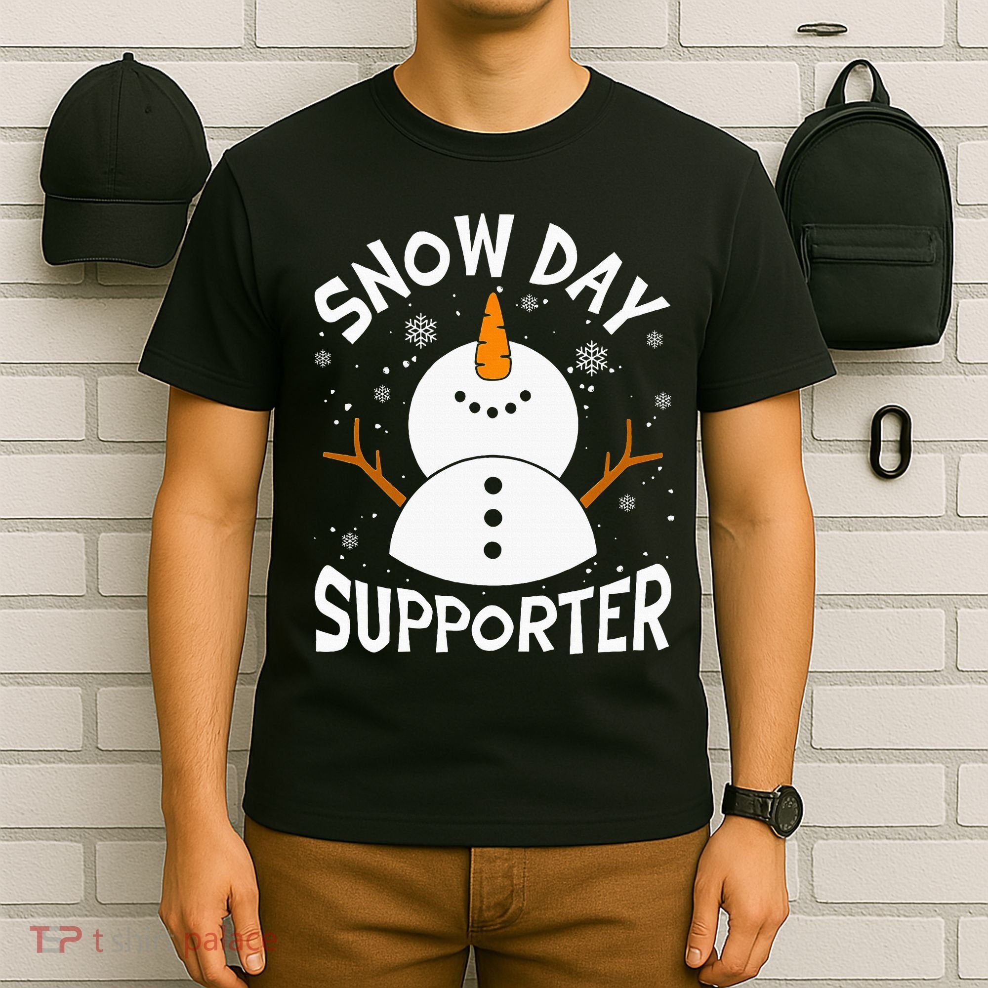 Snow Day Supporter Snowflake Funny Teacher Christmas Pajamas T-Shirt