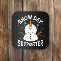 Snow Day Supporter Snowflake Funny Teacher Christmas Pajamas Coaster thumb 0