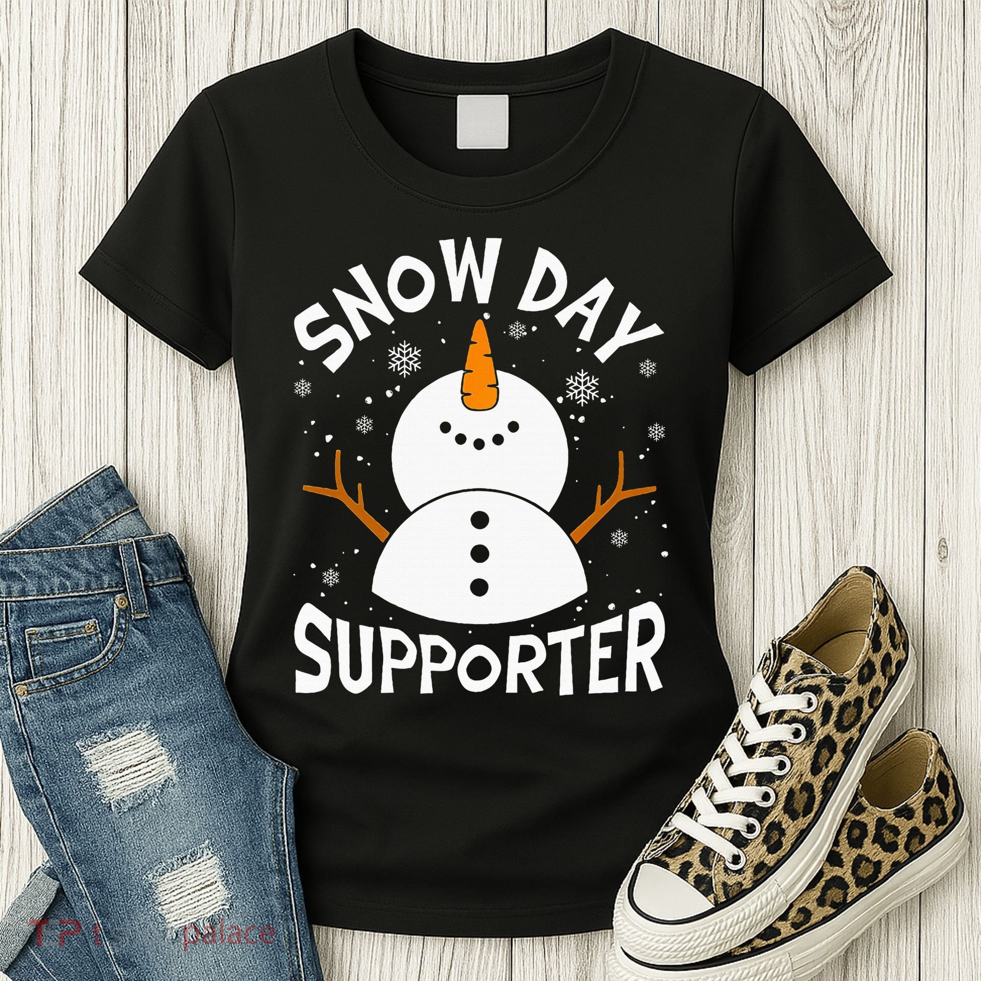 Snow Day Supporter Snowflake Funny Teacher Christmas Pajamas Women's T-Shirt