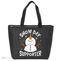 Snow Day Supporter Snowflake Funny Teacher Christmas Pajamas Tote Bag thumb 0
