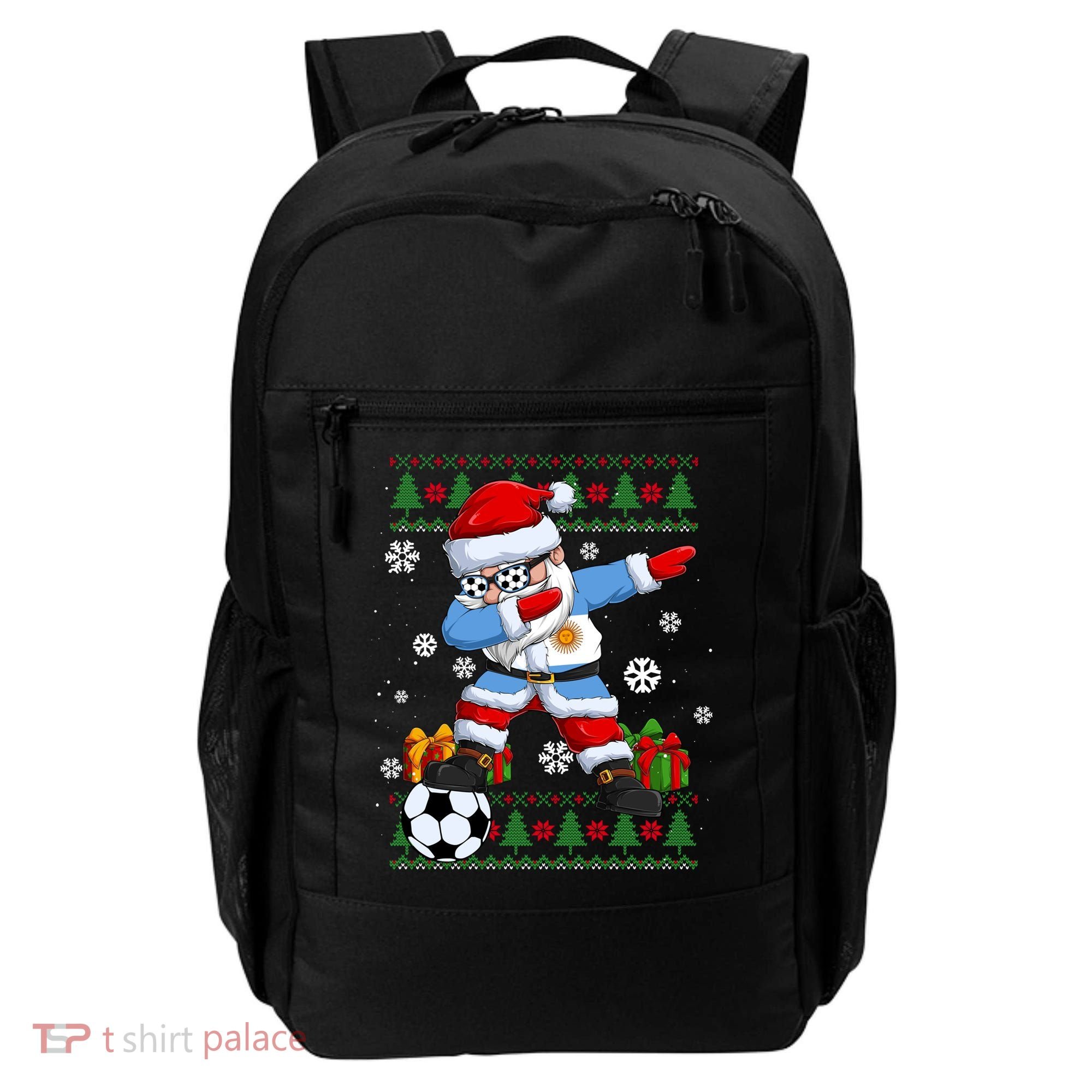Soccer Dabbing Santa Argentina Flag Ugly Christmas Sweater Gift Backpack