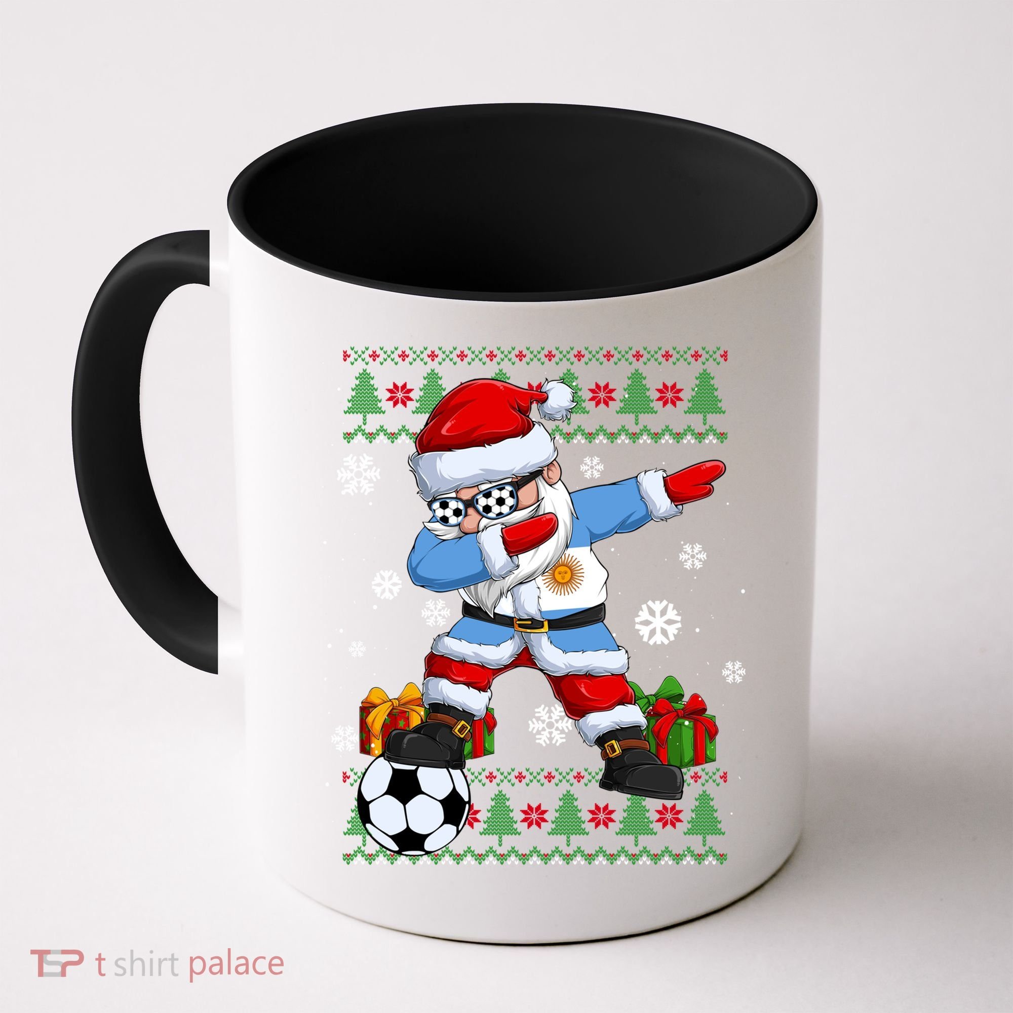 Soccer Dabbing Santa Argentina Flag Ugly Christmas Sweater Gift Coffee Mug