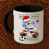 Soccer Dabbing Santa Argentina Flag Ugly Christmas Sweater Gift Coffee Mug thumb 2