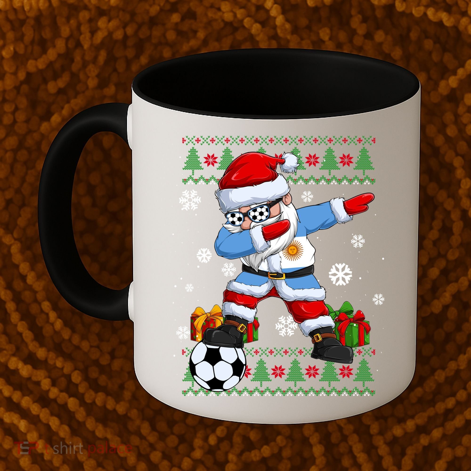 Soccer Dabbing Santa Argentina Flag Ugly Christmas Sweater Gift Coffee Mug