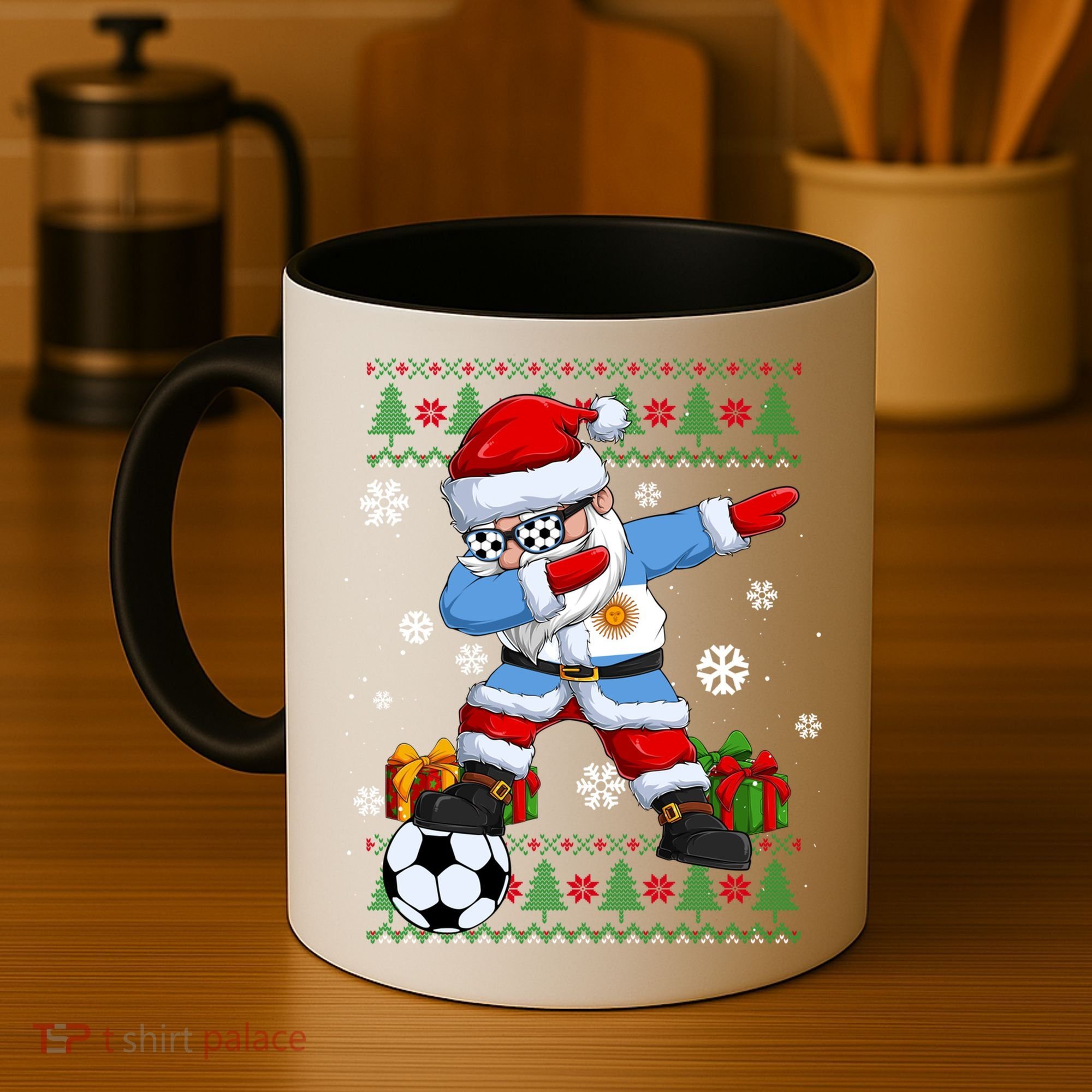 Soccer Dabbing Santa Argentina Flag Ugly Christmas Sweater Gift Coffee Mug