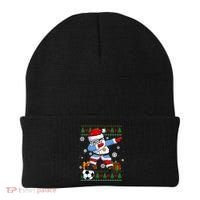 Soccer Dabbing Santa Argentina Flag Ugly Christmas Sweater Gift Beanie thumb 0