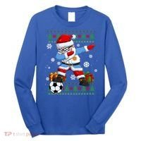 Soccer Dabbing Santa Argentina Flag Ugly Christmas Sweater Gift Long Sleeve Shirt thumb 0