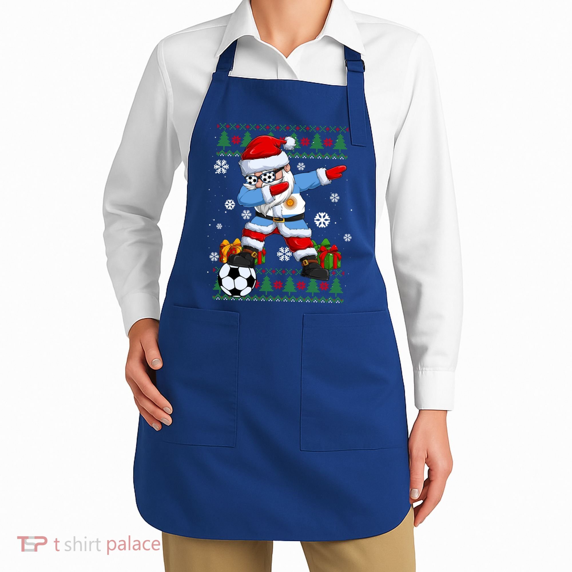 Soccer Dabbing Santa Argentina Flag Ugly Christmas Sweater Gift Apron