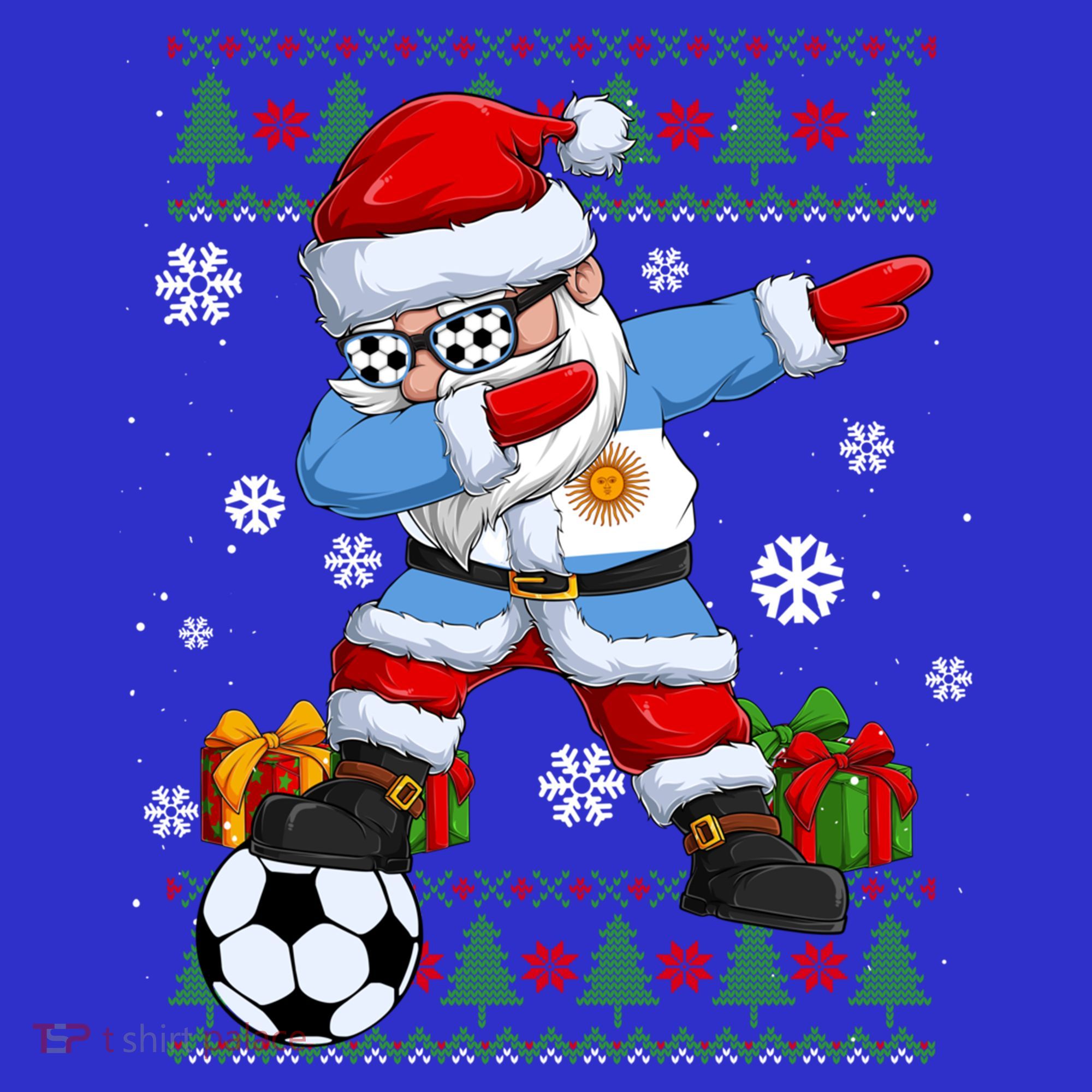 Soccer Dabbing Santa Argentina Flag Ugly Christmas Sweater Gift Apron
