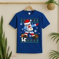 Soccer Dabbing Santa Argentina Flag Ugly Christmas Sweater Gift T-Shirt thumb 2