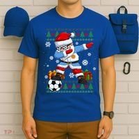 Soccer Dabbing Santa Argentina Flag Ugly Christmas Sweater Gift T-Shirt thumb 6