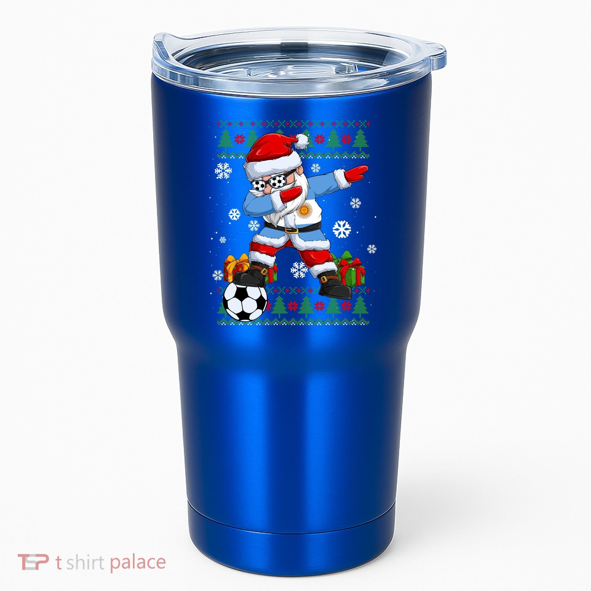Soccer Dabbing Santa Argentina Flag Ugly Christmas Sweater Gift Tumbler