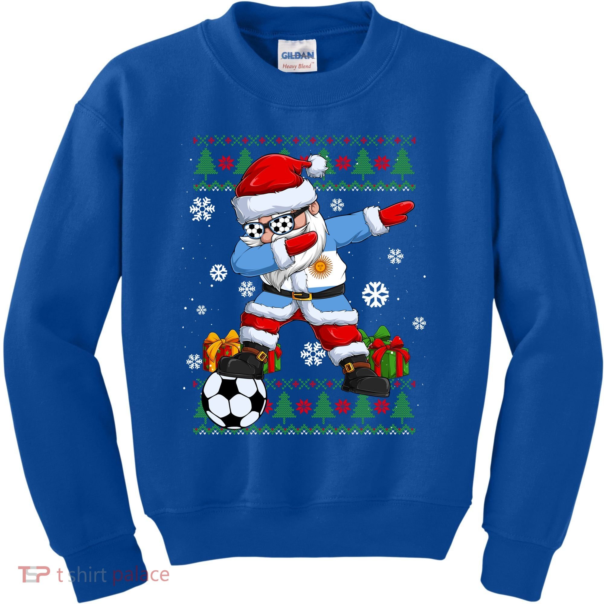 Soccer Dabbing Santa Argentina Flag Ugly Christmas Sweater Gift Kids Sweatshirt
