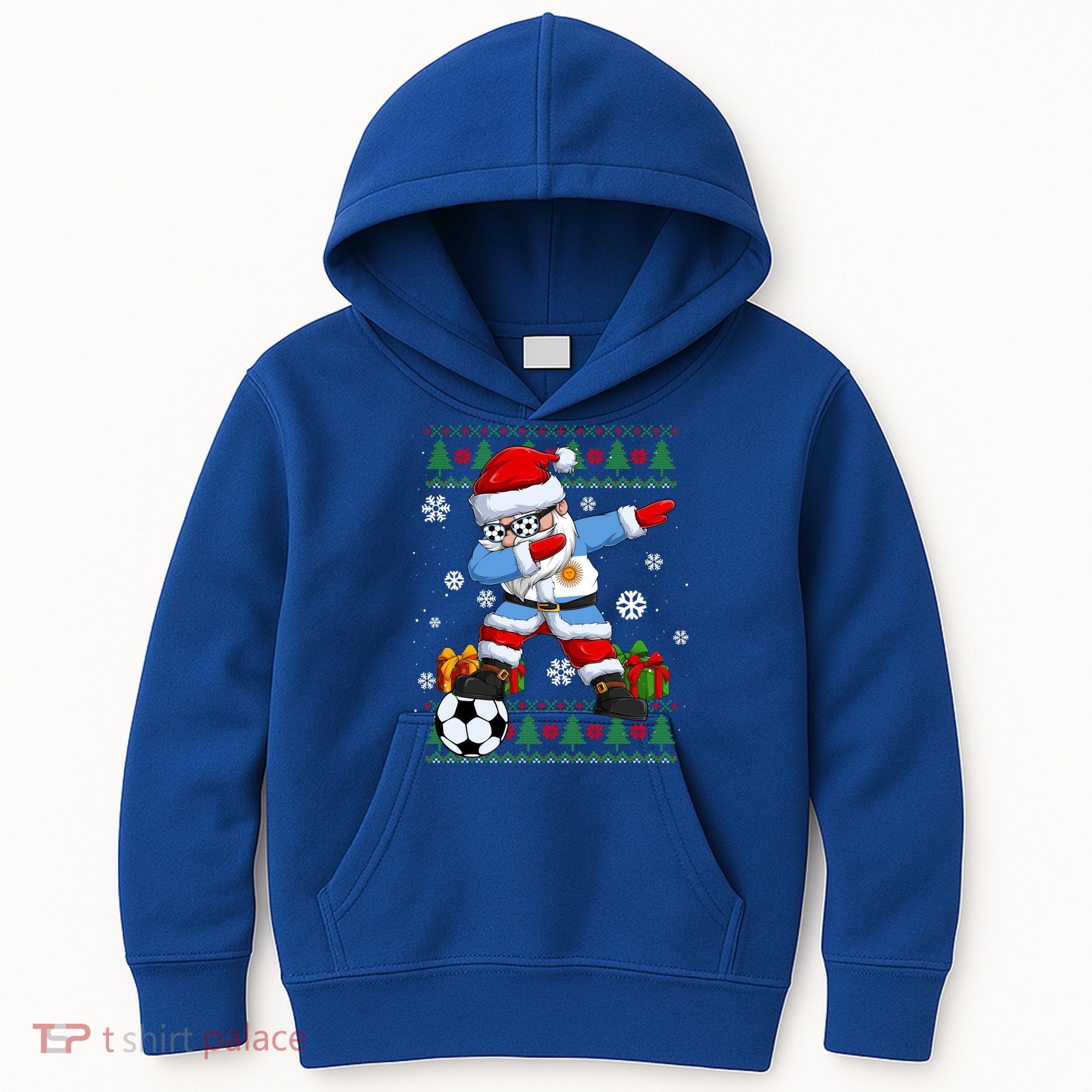 Soccer Dabbing Santa Argentina Flag Ugly Christmas Sweater Gift Kids Hoodie