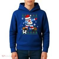Soccer Dabbing Santa Argentina Flag Ugly Christmas Sweater Gift Kids Hoodie thumb 4
