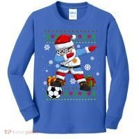 Soccer Dabbing Santa Argentina Flag Ugly Christmas Sweater Gift Kids Long Sleeve Shirt thumb 0
