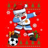 Soccer Dabbing Santa Argentina Flag Ugly Christmas Sweater Gift Santa Hat thumb 1
