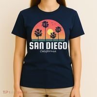 San Diego Shirt Vintage Retro Beach Sunset T-Shirt thumb 4