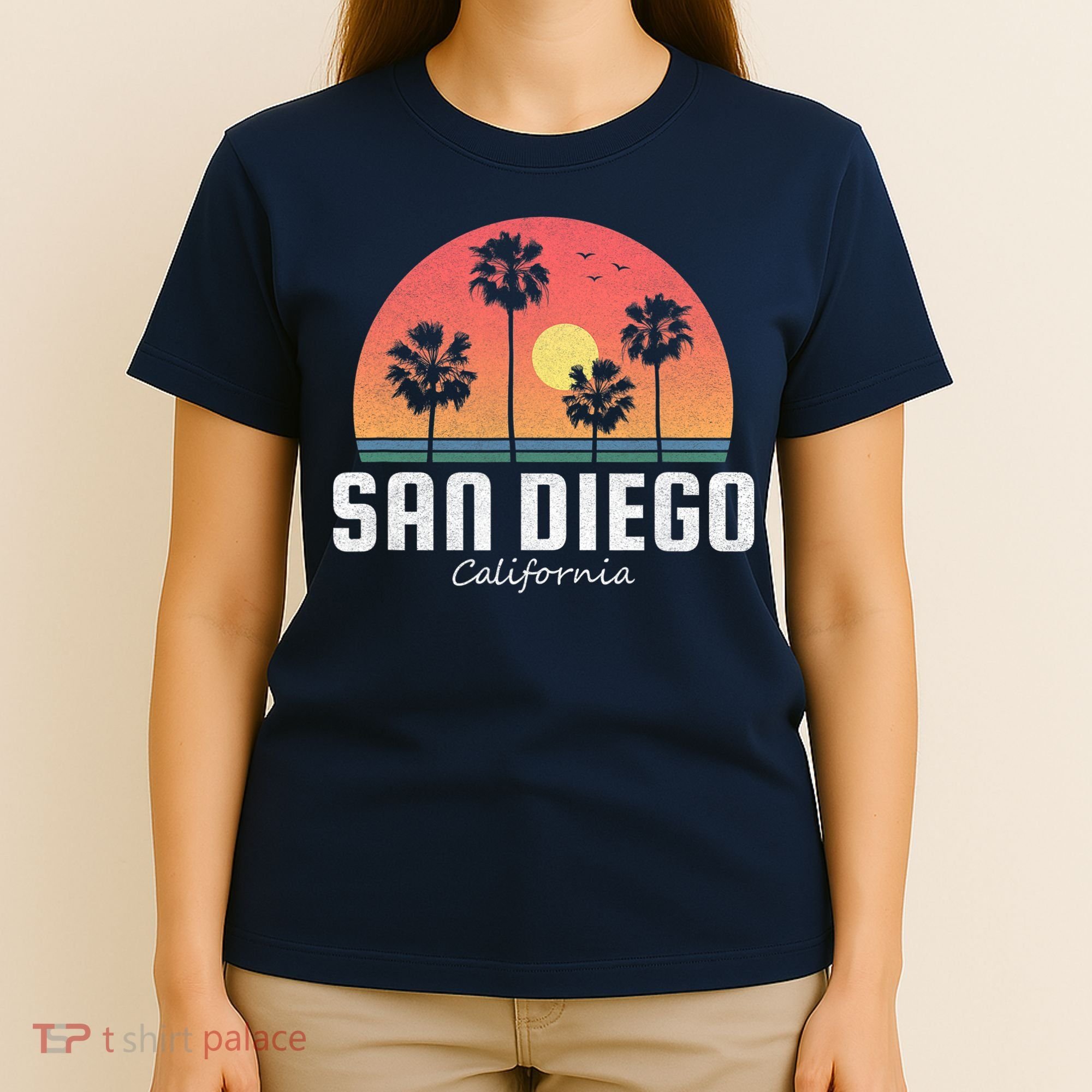 San Diego Shirt Vintage Retro Beach Sunset T-Shirt