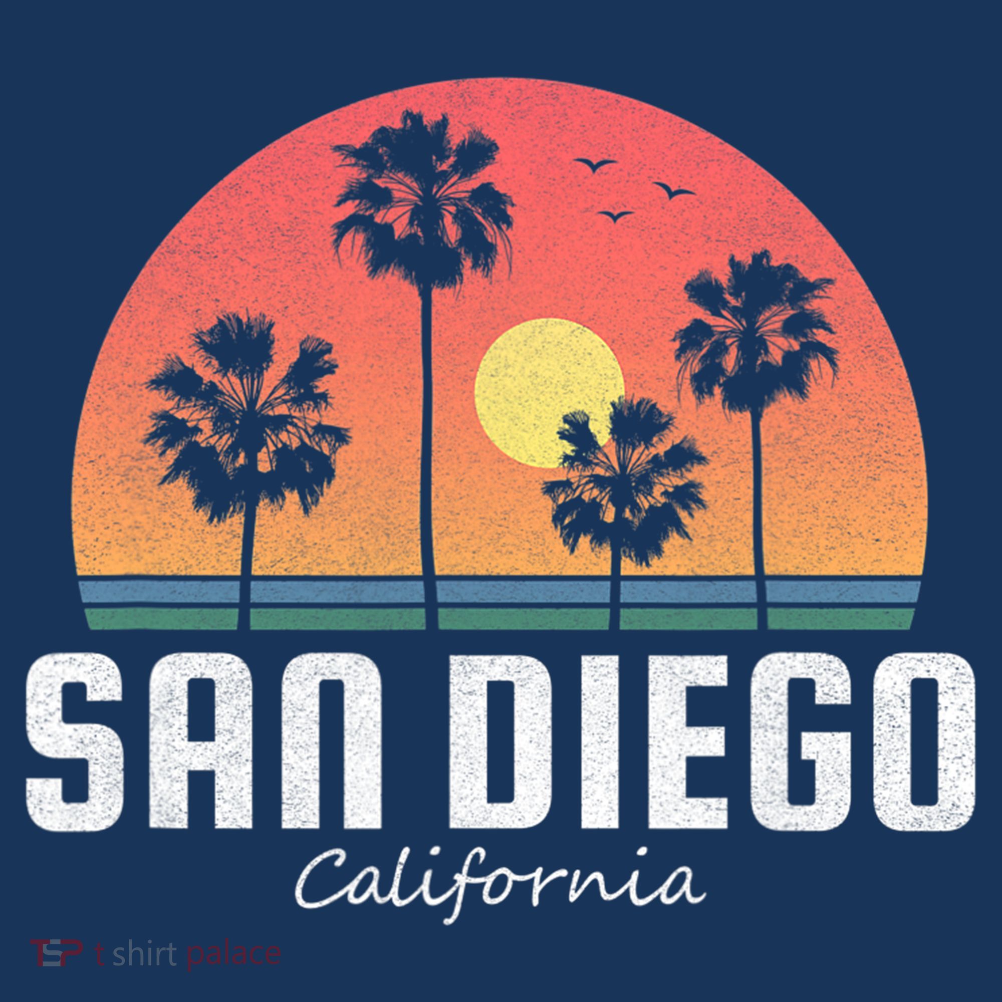 San Diego Shirt Vintage Retro Beach Sunset T-Shirt