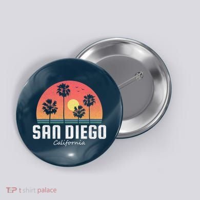 San Diego Shirt Vintage Retro Beach Sunset Button