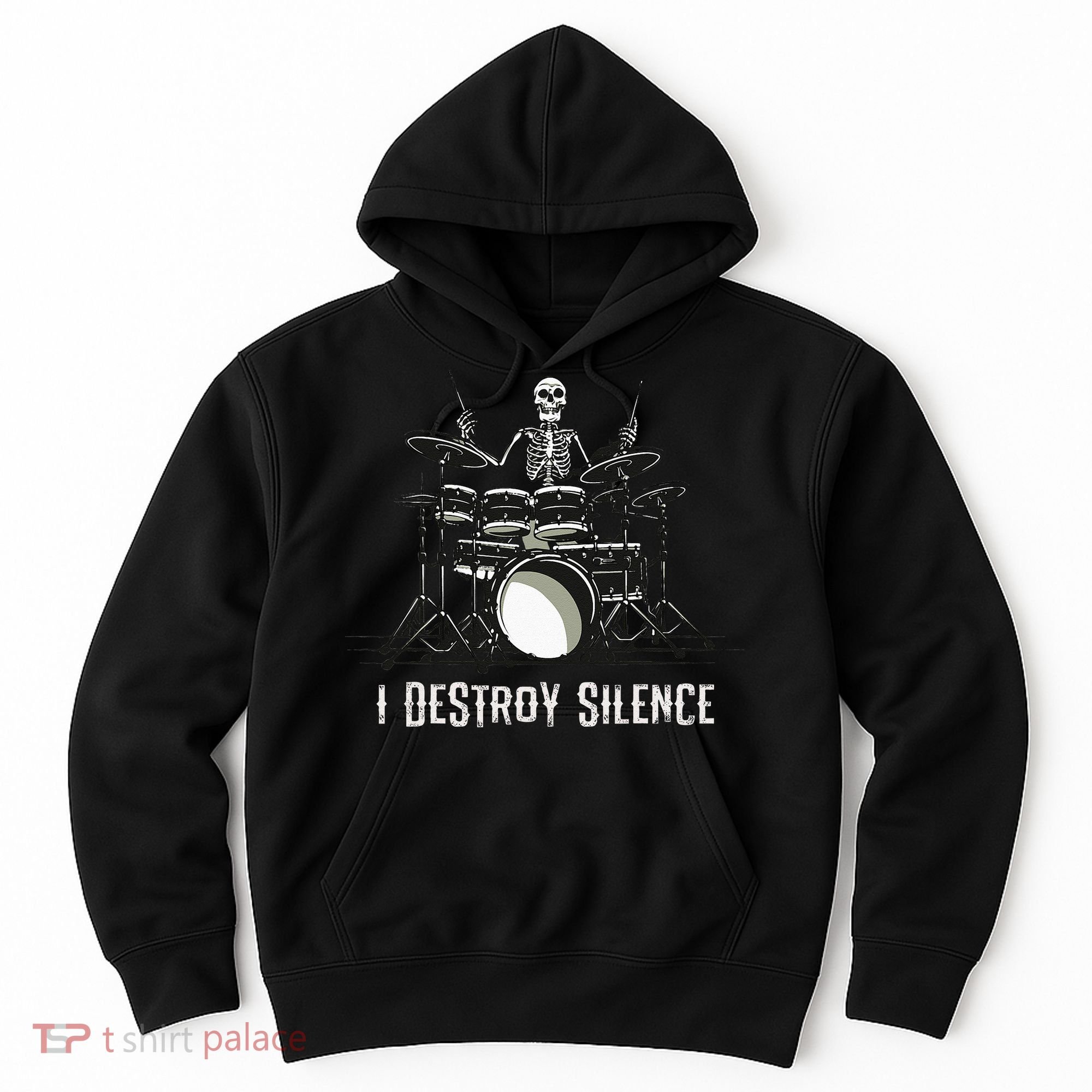 Skeleton Drummer Skull Drum Set Metal Rock Band Hoodie