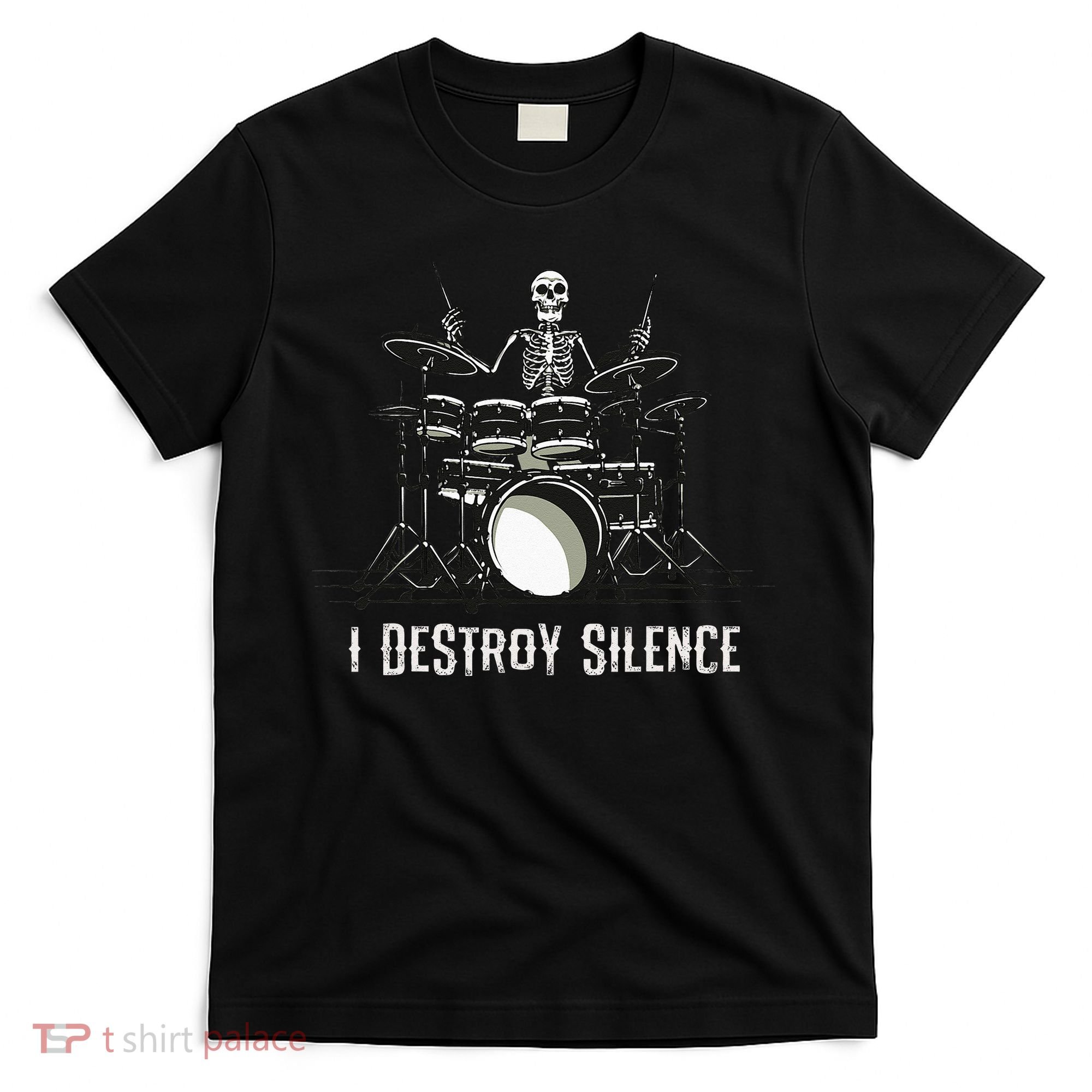 Skeleton Drummer Skull Drum Set Metal Rock Band T-Shirt
