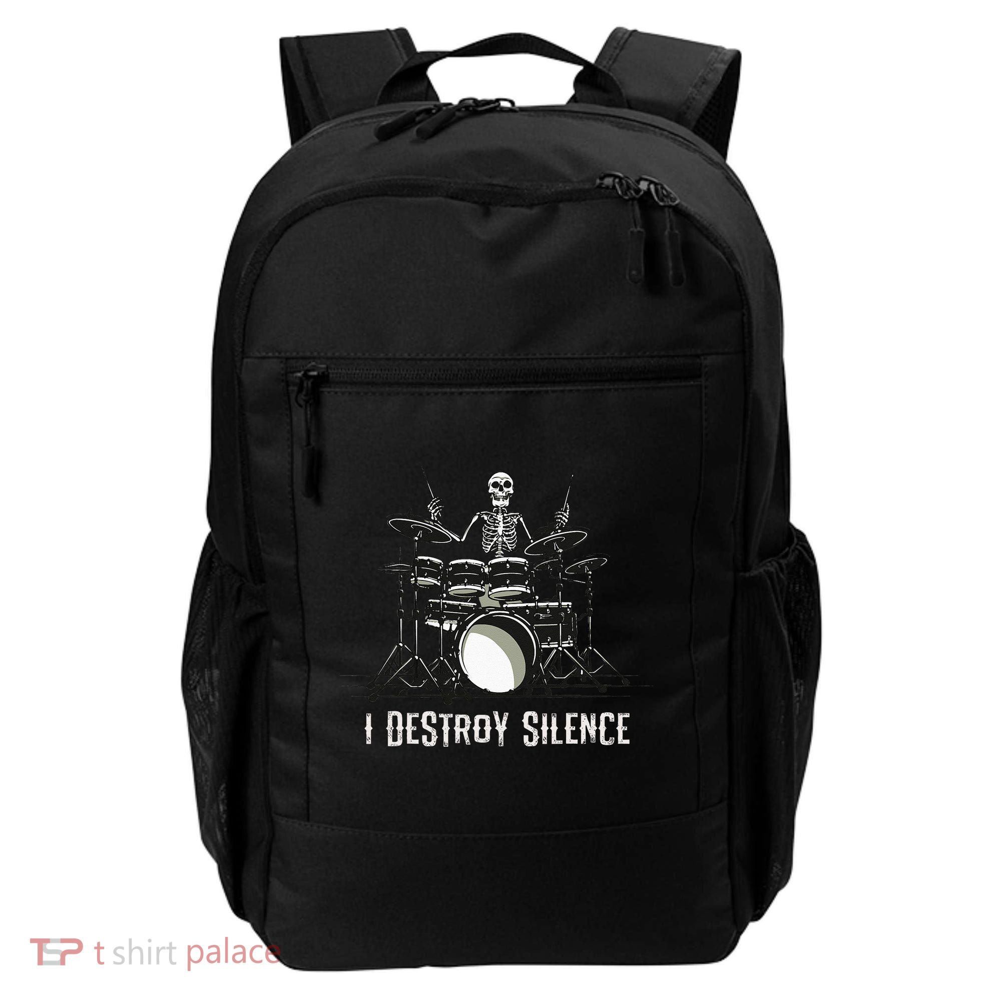 Skeleton Drummer Skull Drum Set Metal Rock Band Backpack