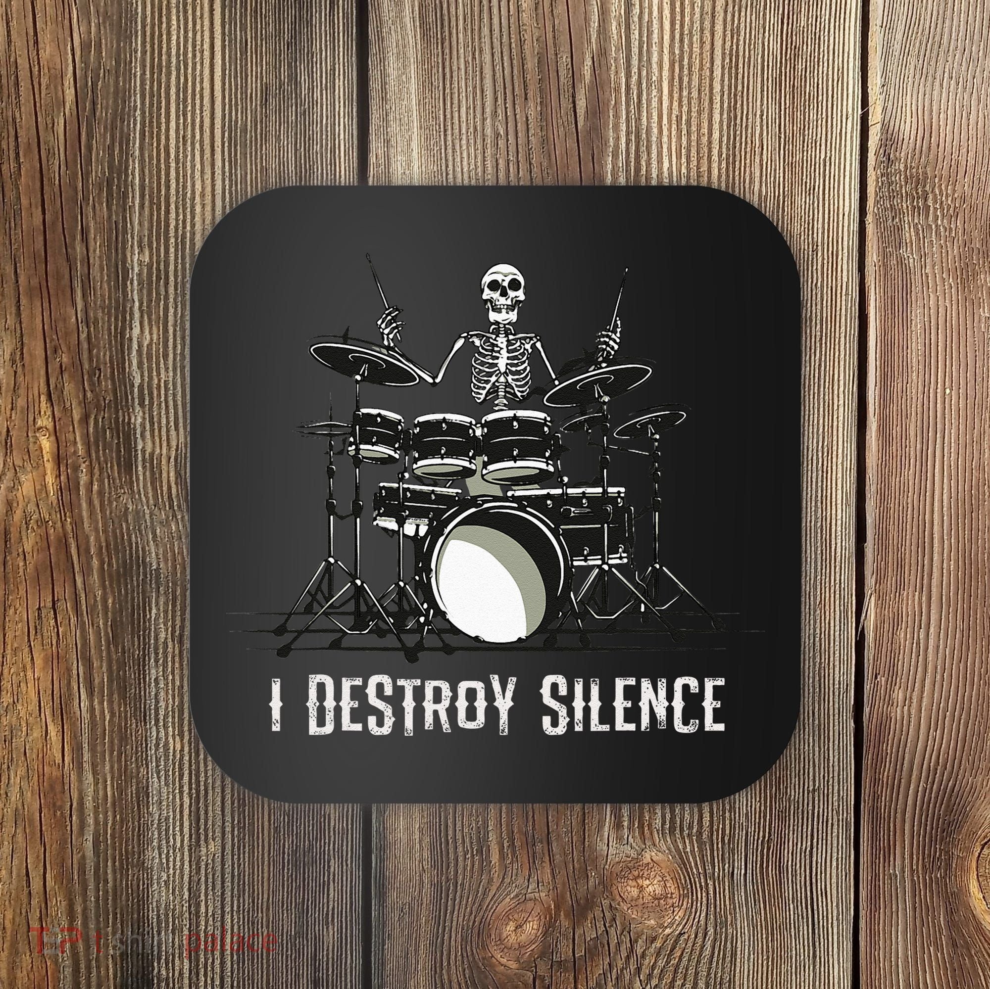 Skeleton Drummer Skull Drum Set Metal Rock Band Coaster