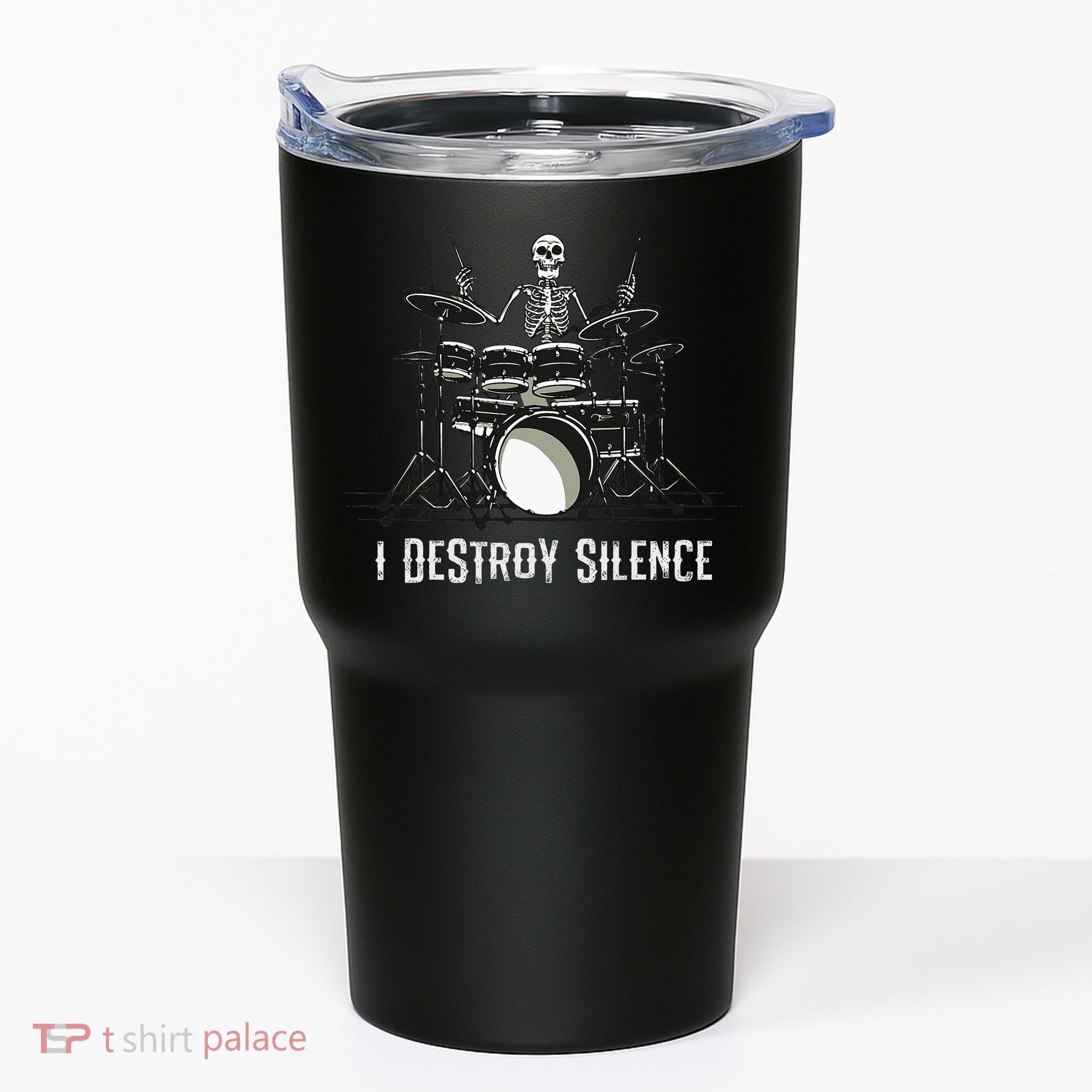 Skeleton Drummer Skull Drum Set Metal Rock Band Tumbler