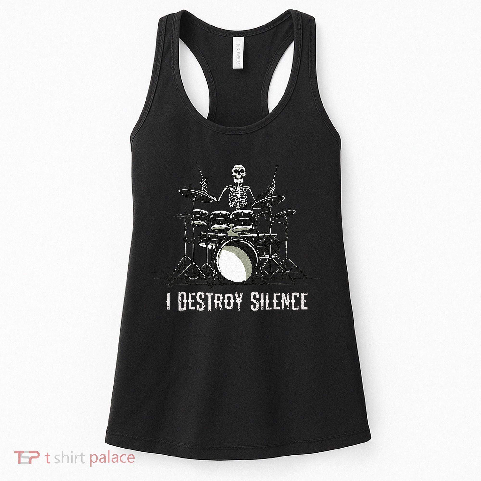 Skeleton Drummer Skull Drum Set Metal Rock Band Women's Tank Top