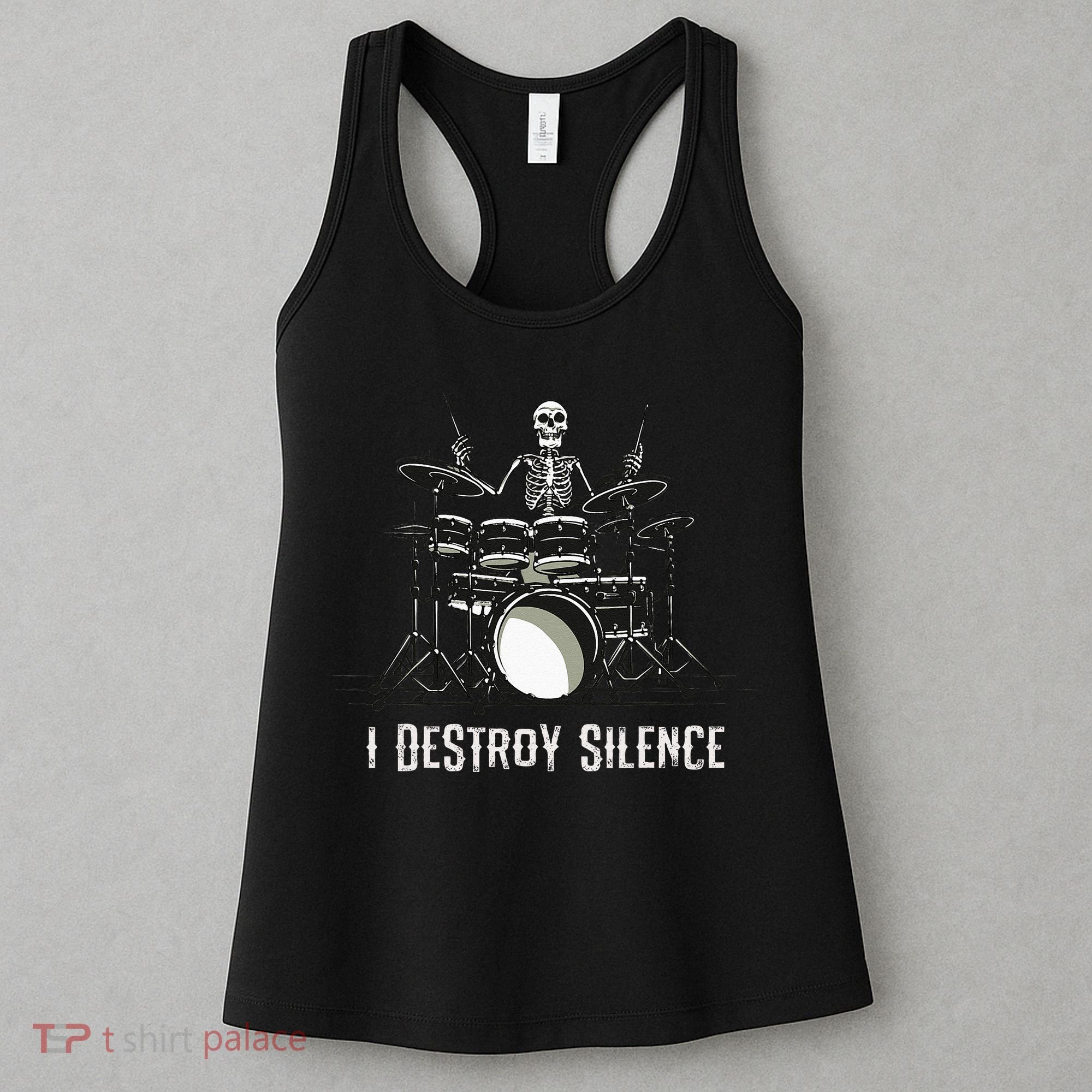 Skeleton Drummer Skull Drum Set Metal Rock Band Women's Tank Top