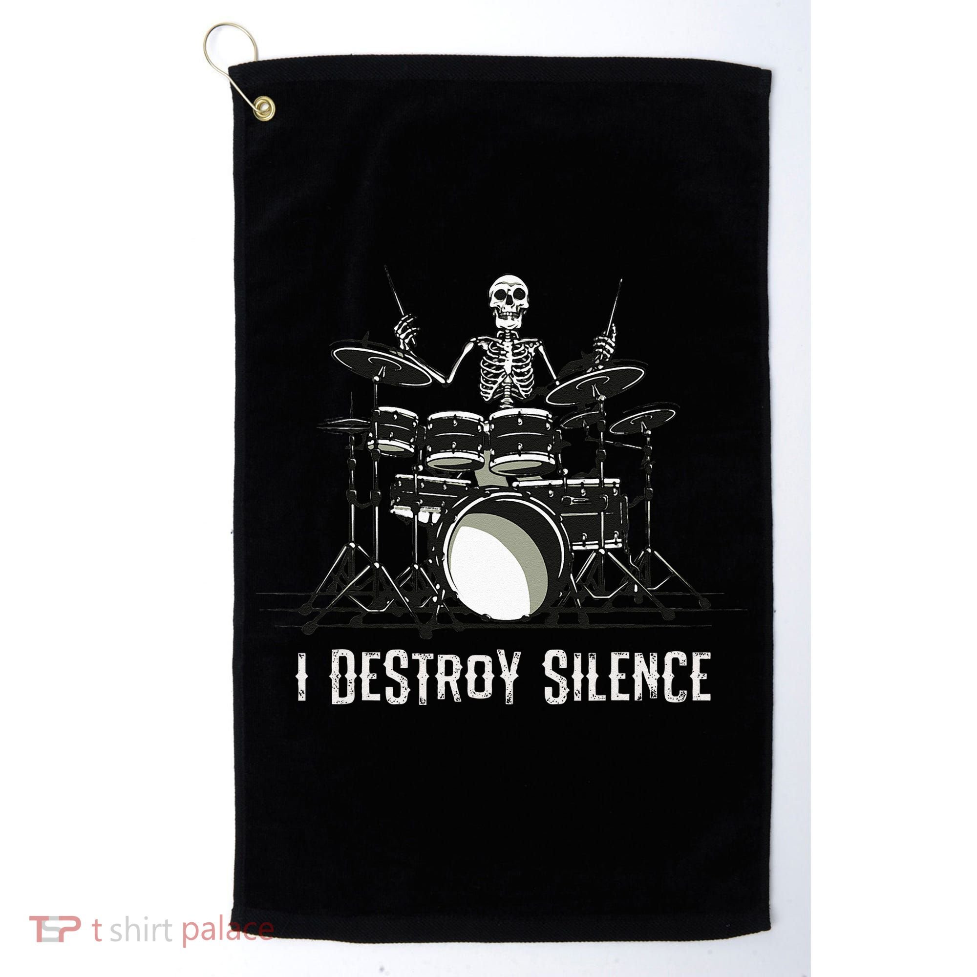 Skeleton Drummer Skull Drum Set Metal Rock Band Golf Towel