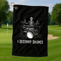 Skeleton Drummer Skull Drum Set Metal Rock Band Golf Towel thumb 1