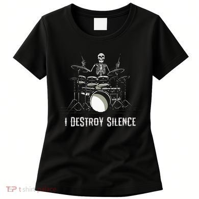 Skeleton Drummer Skull Drum Set Metal Rock Band Women's T-Shirt